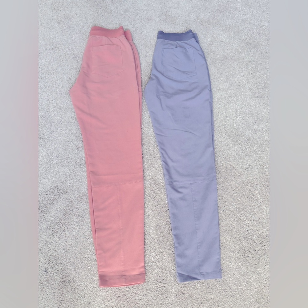 Mandala Slim Leg Scrub Pants Bundle - XS Regular - Dusty Pink & Ube